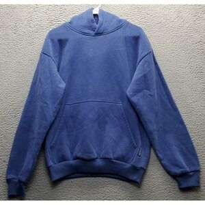 Comfort Hoodie Mens XS Blue Fleece Lined Cotton Chunky Kangaroo Pockets Pullover
